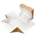 Caja/Plato Take Away de Cartón Kraft/Blanco 13x13x9,5cm