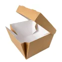 Caja/Plato Take Away de Cartón Kraft/Blanco 13x13x9,5cm