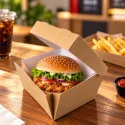 Caja/Plato Take Away de Cartón Kraft/Blanco 13x13x9,5cm