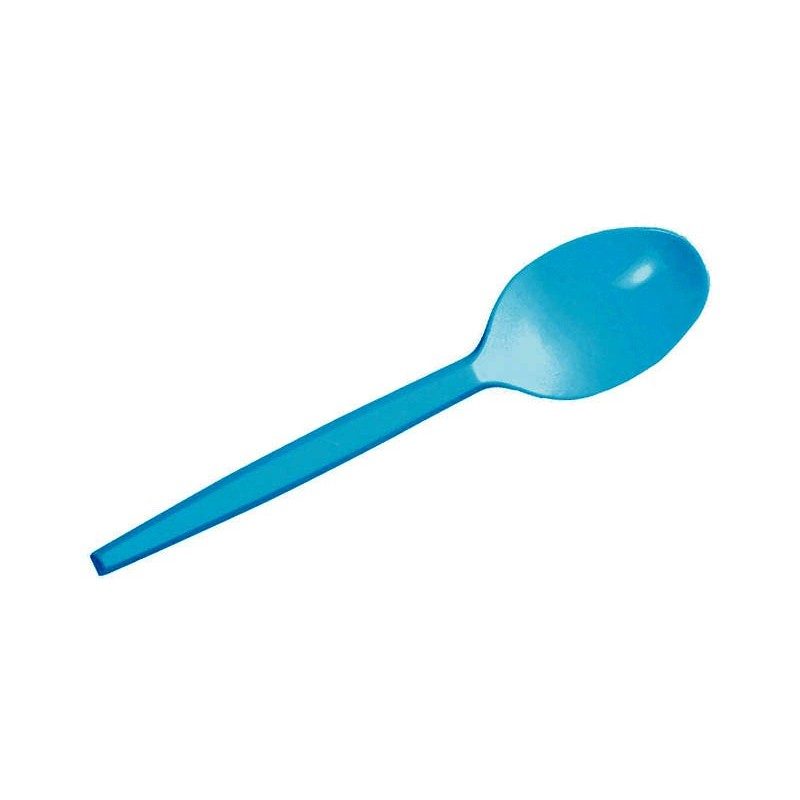 Cucharitas de Plástico Café / Potre Desechables Azul Nube 125mm